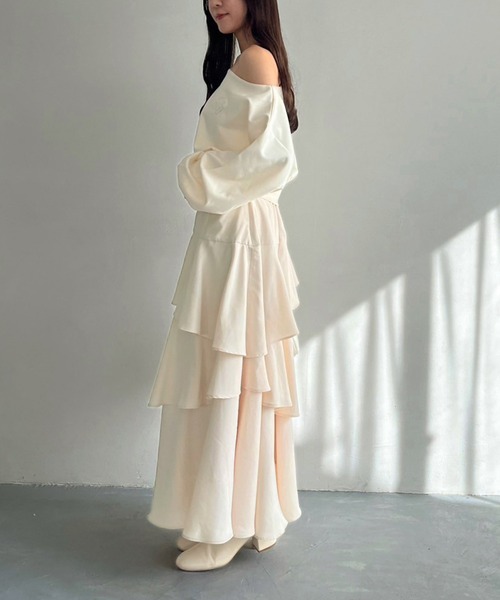 one after another NICE CLAUP（ワンアフターアナザーナイスクラップ）の「リボン付きワンショルトップス（Tシャツ/カットソー・レディース・イエロー/ネイビー/杢グレー/アイボリー/ベージュ・FREE）」の10枚目の写真