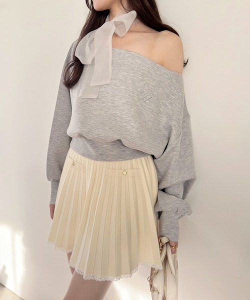 セール】リボン付きワンショルトップス（Tシャツ/カットソー）｜one