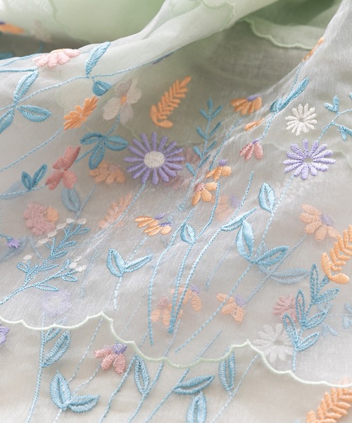 オーガンジー切替刺繍ストール（ストール/ショール）｜Rose