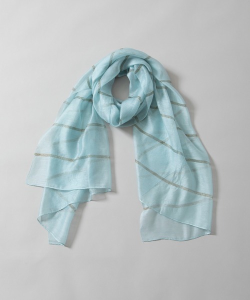 Munich(ミューニック)の「シルクミックスストライプストール(ストール/ショール・レディース・ベージュ/ホワイト/ミント/グレー・FREE)」の4枚目の写真