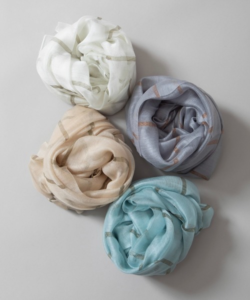 Munich(ミューニック)の「シルクミックスストライプストール(ストール/ショール・レディース・ベージュ/ホワイト/ミント/グレー・FREE)」の11枚目の写真