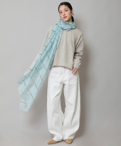 Munich(ミューニック)の「シルクミックスストライプストール(ストール/ショール・レディース・ベージュ/ホワイト/ミント/グレー・FREE)」の10枚目の写真