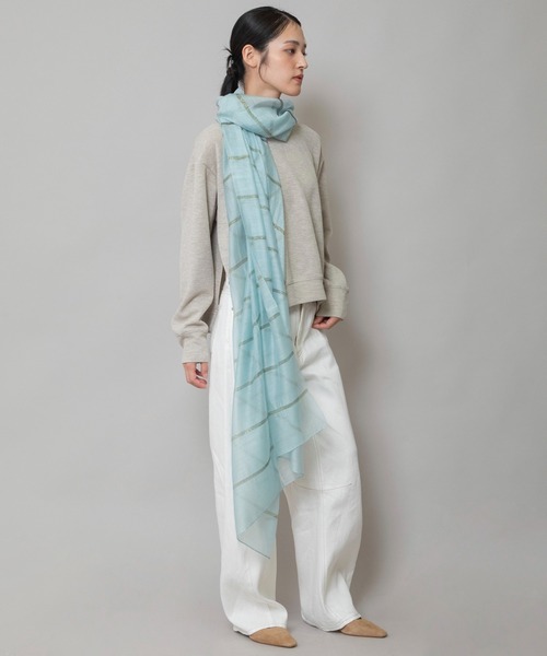 Munich(ミューニック)の「シルクミックスストライプストール(ストール/ショール・レディース・ベージュ/ホワイト/ミント/グレー・FREE)」の9枚目の写真