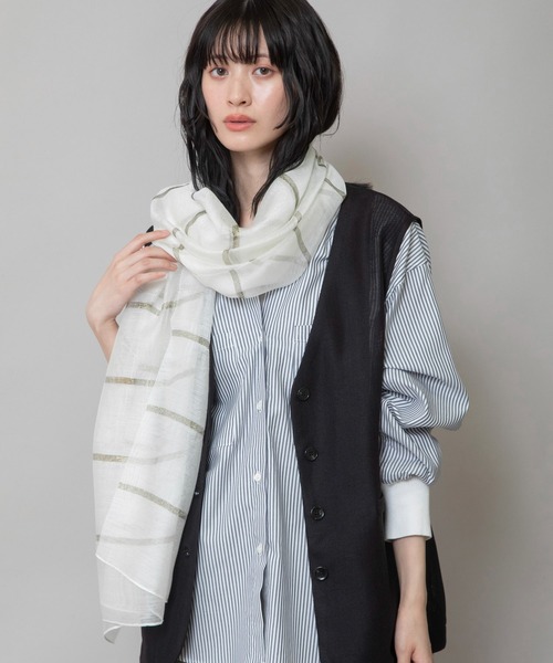 独特の上品 セール】シルクミックスストライプストール（ストール/ショール 小物