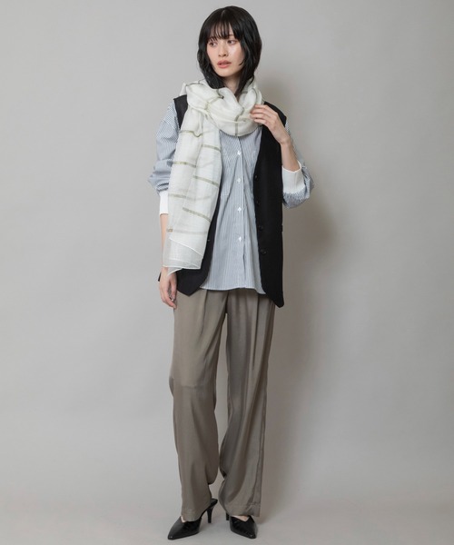 Munich(ミューニック)の「シルクミックスストライプストール(ストール/ショール・レディース・ベージュ/ホワイト/ミント/グレー・FREE)」の15枚目の写真