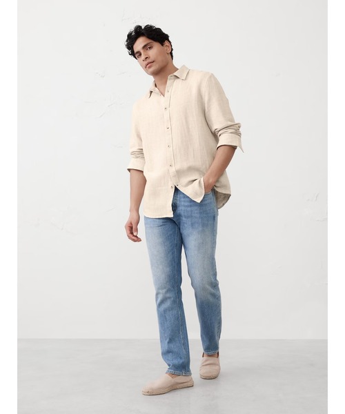 BANANA REPUBLIC FACTORY STORE(バナナリパブリック ファクトリーストア)の「BANANA REPUBLIC FACTORY STORE リネンブレンドシャツ(シャツ/ブラウス・メンズ・グリーン/ピンク/ブラウン/ホワイト/ホワイト×ブラック/ライトブルー/ベージュ/ストライプ・XL/L/M/S)」の9枚目の写真
