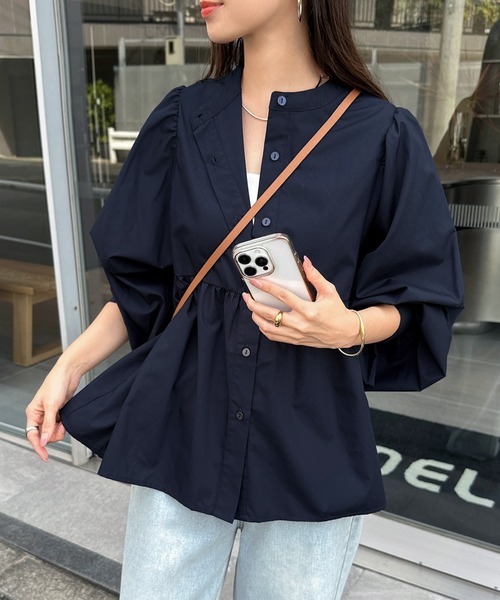 andme（アンドミー）の「2wayシアーペプラムシャツブラウス（シャツ/ブラウス・レディース・ブラック/サックスブルー/オフホワイト/ネイビー・M）」の17枚目の写真