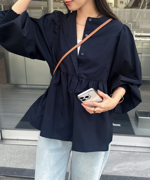 andme（アンドミー）の「2wayシアーペプラムシャツブラウス（シャツ/ブラウス・レディース・ブラック/サックスブルー/オフホワイト/ネイビー・M）」の18枚目の写真