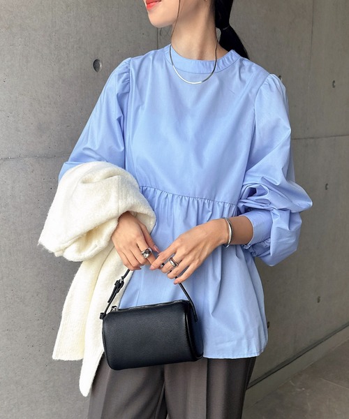 andme（アンドミー）の「2wayシアーペプラムシャツブラウス（シャツ/ブラウス・レディース・ブラック/サックスブルー/オフホワイト/ネイビー・M）」の14枚目の写真