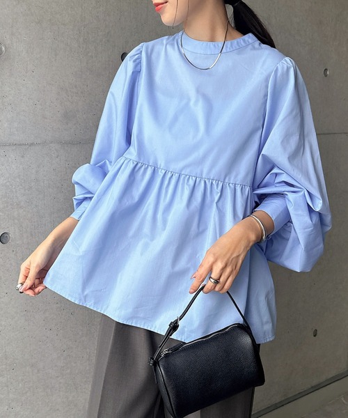 andme（アンドミー）の「2wayシアーペプラムシャツブラウス（シャツ/ブラウス・レディース・ブラック/サックスブルー/オフホワイト/ネイビー・M）」の16枚目の写真