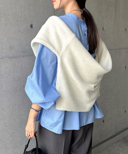 andme（アンドミー）の「2wayシアーペプラムシャツブラウス（シャツ/ブラウス・レディース・ブラック/サックスブルー/オフホワイト/ネイビー・M）」の11枚目の写真