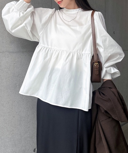 andme（アンドミー）の「2wayシアーペプラムシャツブラウス（シャツ/ブラウス・レディース・ブラック/サックスブルー/オフホワイト/ネイビー・M）」の6枚目の写真