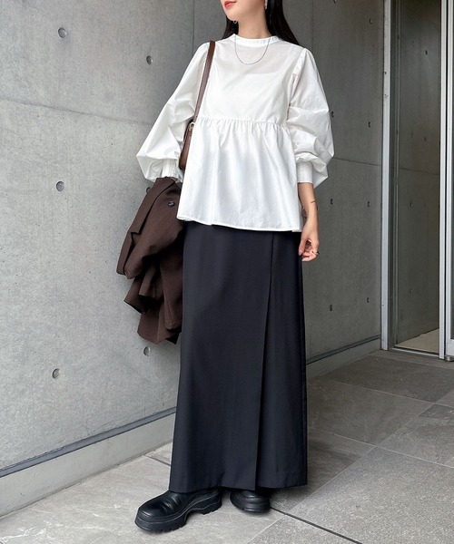 andme（アンドミー）の「2wayシアーペプラムシャツブラウス（シャツ/ブラウス・レディース・ブラック/サックスブルー/オフホワイト/ネイビー・M）」の7枚目の写真