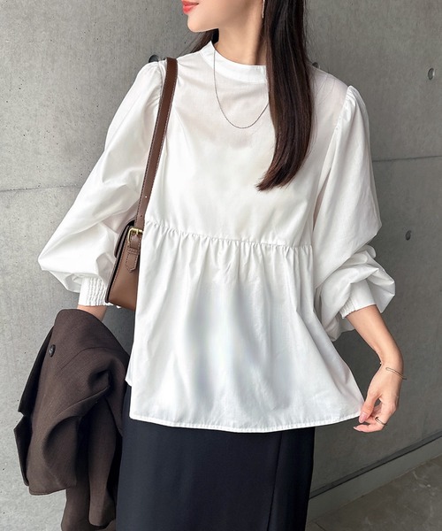 andme（アンドミー）の「2wayシアーペプラムシャツブラウス（シャツ/ブラウス・レディース・ブラック/サックスブルー/オフホワイト/ネイビー・M）」の5枚目の写真