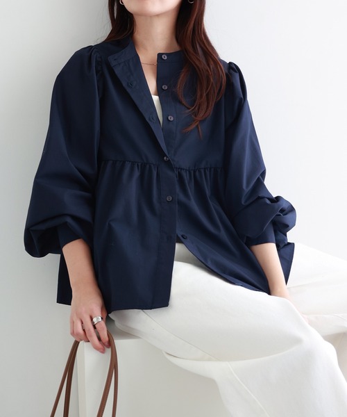 【セール】2wayシアーペプラムシャツブラウス（シャツ/ブラウス）｜andme（アンドミー）