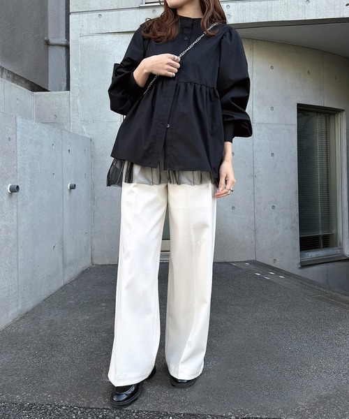 【セール】2wayシアーペプラムシャツブラウス（シャツ/ブラウス）｜andme（アンドミー）