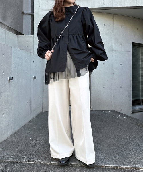 【セール】2wayシアーペプラムシャツブラウス（シャツ/ブラウス）｜andme（アンドミー）