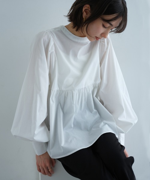【セール】2wayシアーペプラムシャツブラウス（シャツ/ブラウス）｜andme（アンドミー）