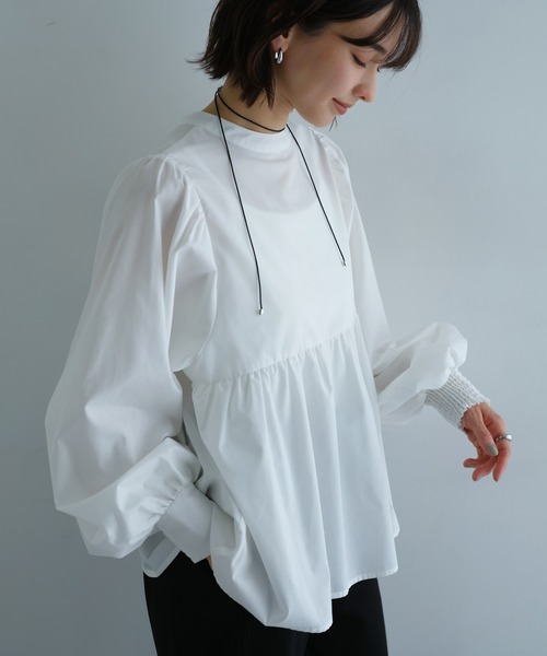 【セール】2wayシアーペプラムシャツブラウス（シャツ/ブラウス）｜andme（アンドミー）