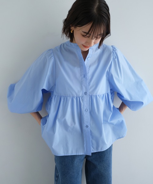 【セール】2wayシアーペプラムシャツブラウス（シャツ/ブラウス）｜andme（アンドミー）