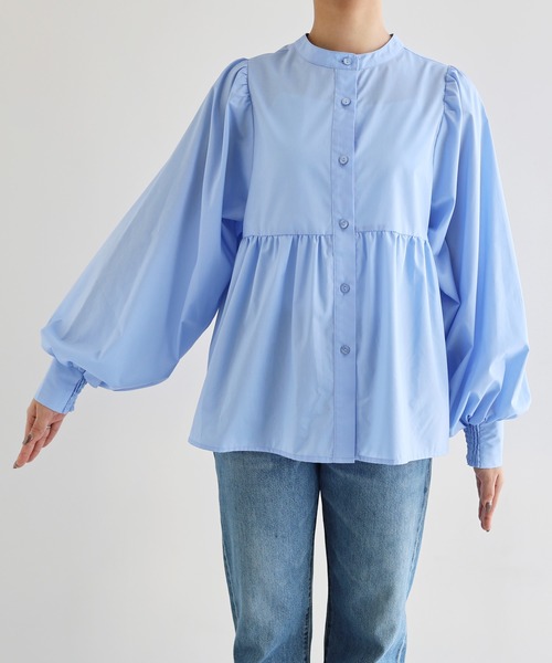 【セール】2wayシアーペプラムシャツブラウス（シャツ/ブラウス）｜andme（アンドミー）