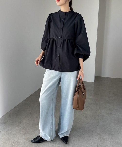 【セール】2wayシアーペプラムシャツブラウス（シャツ/ブラウス）｜andme（アンドミー）