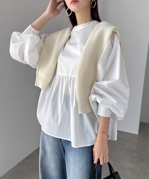 【セール】2wayシアーペプラムシャツブラウス（シャツ/ブラウス）｜andme（アンドミー）