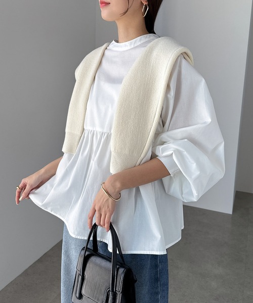 【セール】2wayシアーペプラムシャツブラウス（シャツ/ブラウス）｜andme（アンドミー）