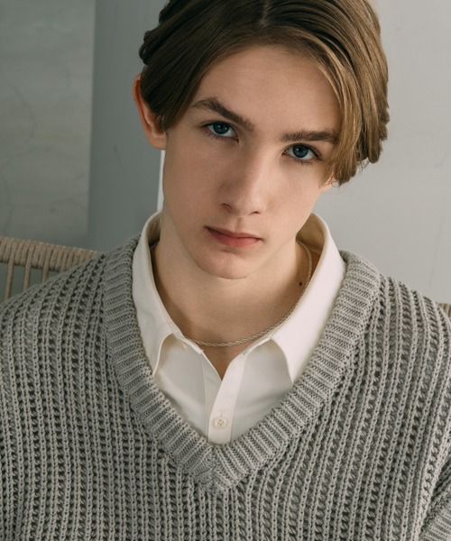 LURAKU（ルラク）の「【LURAKU】 sheer knit Best  / LURAKU シアーニットベスト（ベスト・メンズ・グレー/ネイビー・M/L）」の17枚目の写真