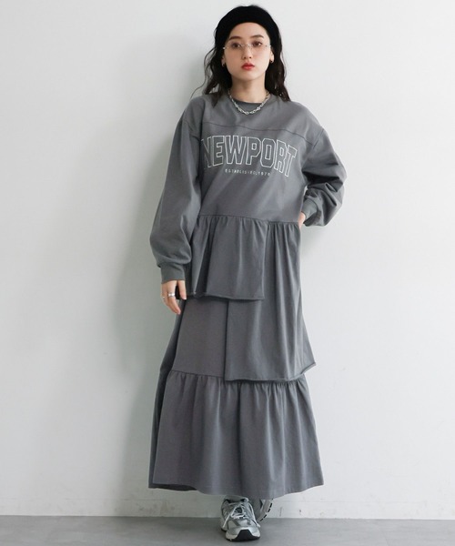 RAGEBLUE（レイジブルー）の「ナンバリング/カレッジ刺繍フリルデザインワンピース（ワンピース・レディース・ネイビー/グレー・FREE）」の6枚目の写真