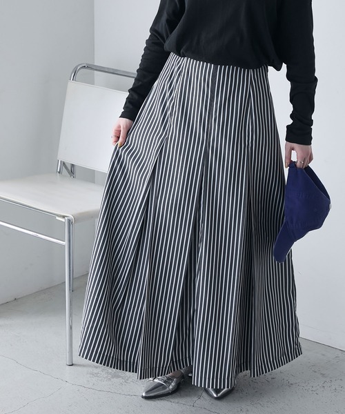 【美品】　ダックス　ストライプ プリーツスカート 未使用級】Drawer ストライププリーツタックスカート ¥85,000