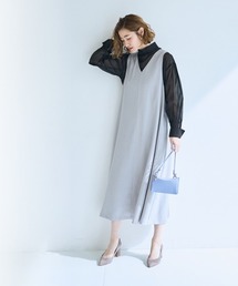 SMILE LAND | ＜大きいサイズ＞VネックAラインジャンパースカート【OtonaSMILE】(ジャンパースカート)