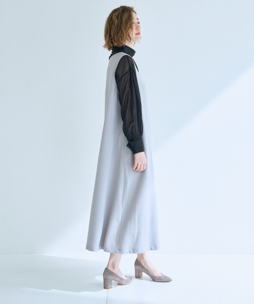 SMILE LAND（スマイルランド）の「＜大きいサイズ＞VネックAラインジャンパースカート【OtonaSMILE】（ジャンパースカート・レディース・ライトグレー/ネイビー・L/LL/3L/4L/5L）」の11枚目の写真