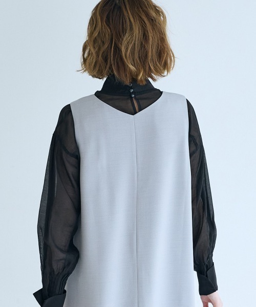 SMILE LAND（スマイルランド）の「＜大きいサイズ＞VネックAラインジャンパースカート【OtonaSMILE】（ジャンパースカート・レディース・ライトグレー/ネイビー・L/LL/3L/4L/5L）」の13枚目の写真