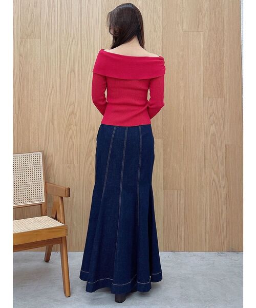 MERCURYDUO（マーキュリーデュオ）の「2WAYオフショルリボンボタンニット（ニット/セーター・レディース・ブラック/オフホワイト/レッド・FREE）」の12枚目の写真