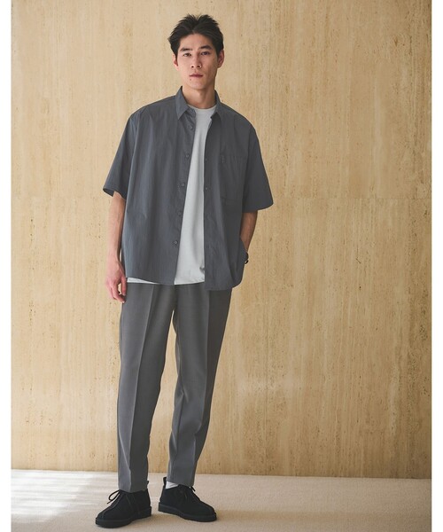 green label relaxing（グリーンレーベルリラクシング）の「WONDER CLOTH ジャストルーズ レギュラーカラー 半袖 シャツ -ストレッチ・接触冷感・吸水速乾-（シャツ/ブラウス・メンズ・ダークグレー/ブラック/ネイビー・XL/L/M/S）」の9枚目の写真