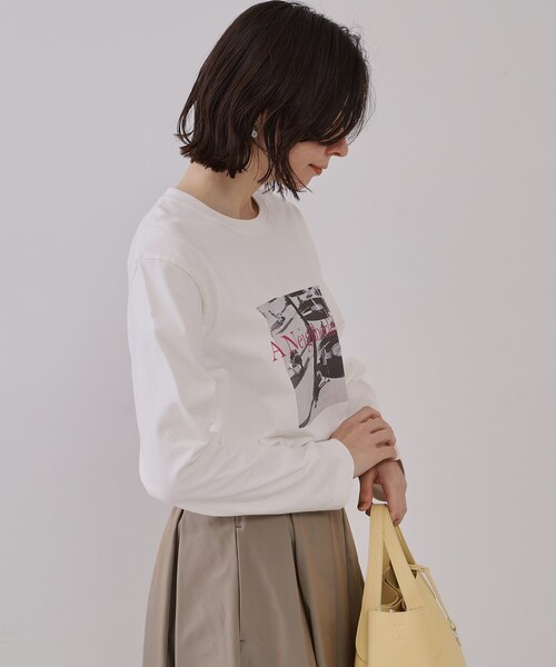 OPAQUE.CLIP(オペークドットクリップ)の「◆フォトプリントロングTシャツ【洗濯機洗い可】(Tシャツ/カットソー・レディース・チャコール/ホワイト系3/ホワイト系1・00)」の15枚目の写真