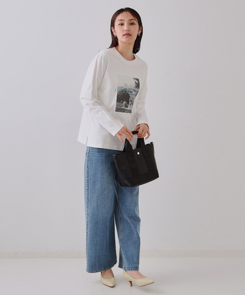 OPAQUE.CLIP(オペークドットクリップ)の「◆フォトプリントロングTシャツ【洗濯機洗い可】(Tシャツ/カットソー・レディース・チャコール/ホワイト系3/ホワイト系1・00)」の20枚目の写真