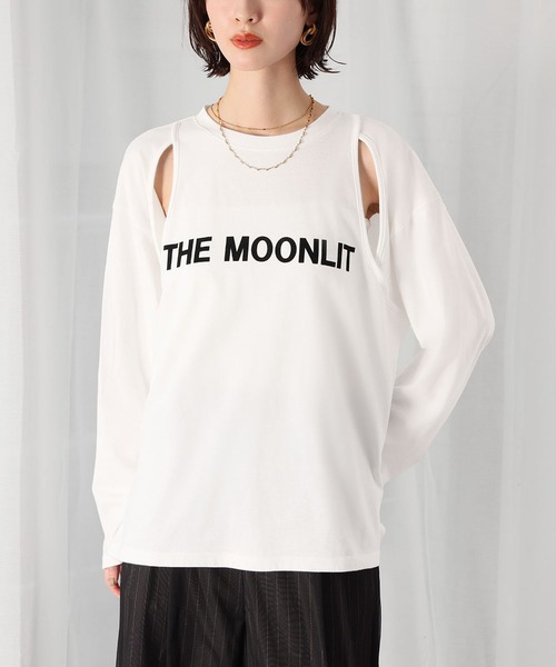 Ampirula(アンピルーラ)の「スリットショルダープリントロングスリーブTシャツ(Tシャツ/カットソー・レディース・ブラック×ホワイト/ホワイト×ブラック・FREE)」の9枚目の写真
