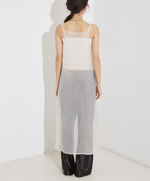 NOMINE（ノミネ）の「【前後着用可】無地 2WAY シアー キャミソール  ワンピース（ワンピース・レディース・エメラルド/アイボリー/ブラック・フリー）」の18枚目の写真