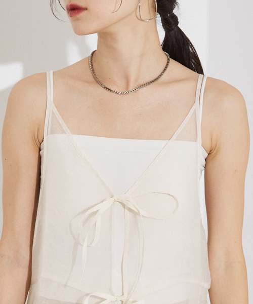 NOMINE（ノミネ）の「【前後着用可】無地 2WAY シアー キャミソール  ワンピース（ワンピース・レディース・エメラルド/アイボリー/ブラック・フリー）」の17枚目の写真