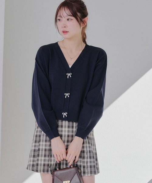 Another Branch olive des olive(アナザーブランチオリーブデオリーブ)の「【春の新作】キラキラリボンカーディガン(ニット/セーター・レディース・アイボリー/その他12/ブルー系その他/ラベンダー/イエロー/ネイビー・FREE)」の3枚目の写真