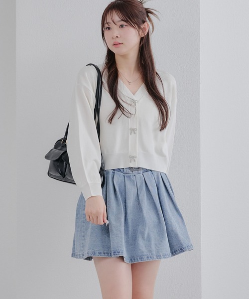 Another Branch olive des olive(アナザーブランチオリーブデオリーブ)の「【春の新作】キラキラリボンカーディガン(ニット/セーター・レディース・アイボリー/その他12/ブルー系その他/ラベンダー/イエロー/ネイビー・FREE)」の9枚目の写真