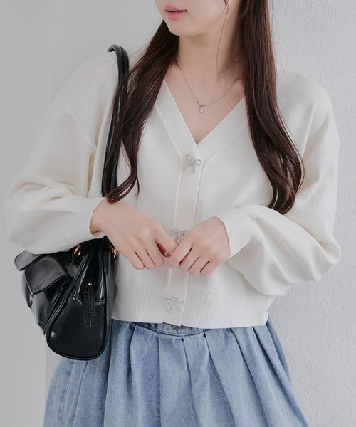 Another Branch olive des olive(アナザーブランチオリーブデオリーブ)の「【春の新作】キラキラリボンカーディガン(ニット/セーター・レディース・アイボリー/その他12/ブルー系その他/ラベンダー/イエロー/ネイビー・FREE)」の8枚目の写真