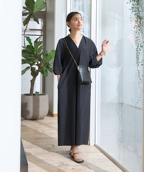 Rouge vif(ルージュヴィフ)の「【セットアップ対応】タックリラックスワンピース(ワンピース・レディース・モカ/ブラック・38/36)」の11枚目の写真