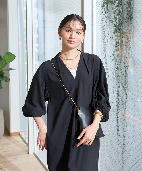 Rouge vif(ルージュヴィフ)の「【セットアップ対応】タックリラックスワンピース(ワンピース・レディース・モカ/ブラック・38/36)」の17枚目の写真