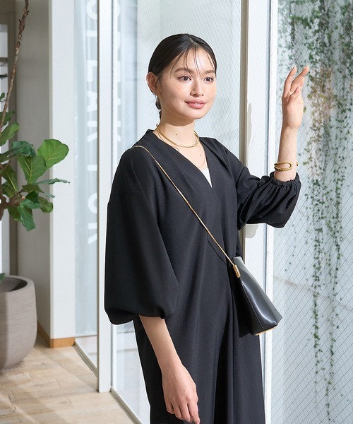 Rouge vif(ルージュヴィフ)の「【セットアップ対応】タックリラックスワンピース(ワンピース・レディース・モカ/ブラック・38/36)」の18枚目の写真