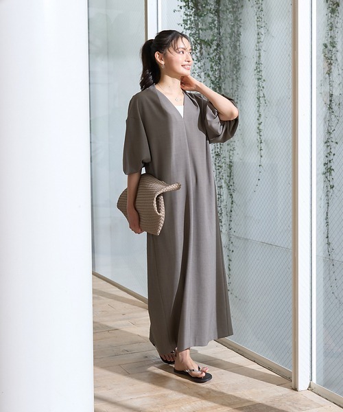 Rouge vif(ルージュヴィフ)の「【セットアップ対応】タックリラックスワンピース(ワンピース・レディース・モカ/ブラック・38/36)」の20枚目の写真