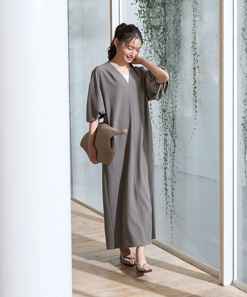 Rouge vif(ルージュヴィフ)の「【セットアップ対応】タックリラックスワンピース(ワンピース・レディース・モカ/ブラック・38/36)」の21枚目の写真