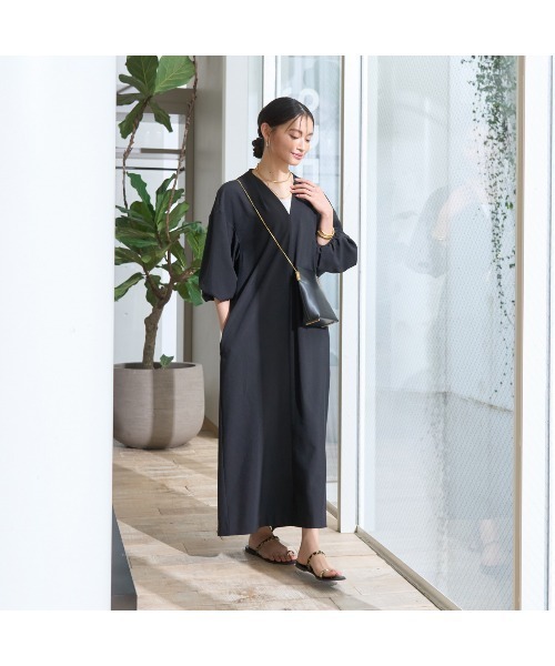 Rouge vif(ルージュヴィフ)の「【セットアップ対応】タックリラックスワンピース(ワンピース・レディース・モカ/ブラック・38/36)」の14枚目の写真